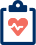 Heart icon on clipboard, representing a wellness check
