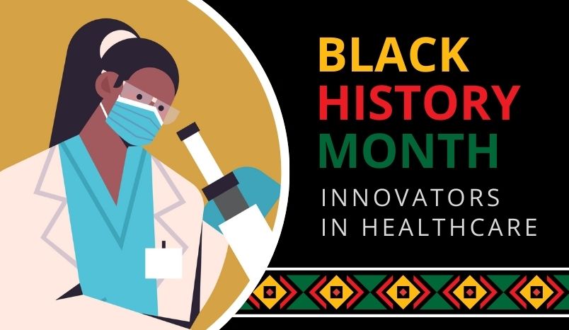 Black female scientist looks in a microscope.