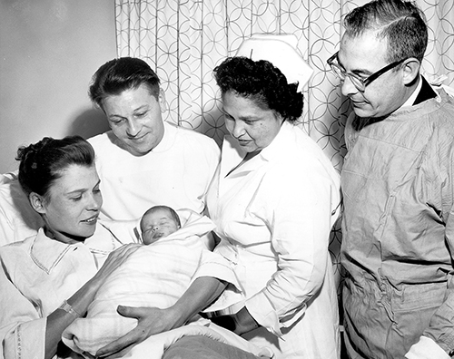 Overlake's first baby, circa 1960