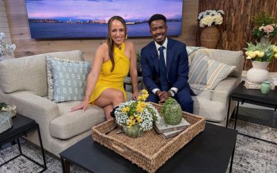 Seen on King 5 New Day NW: Overlake&nbsp;Cancer Center’s Radiation Oncologist sitting in chair next to Kelly the host