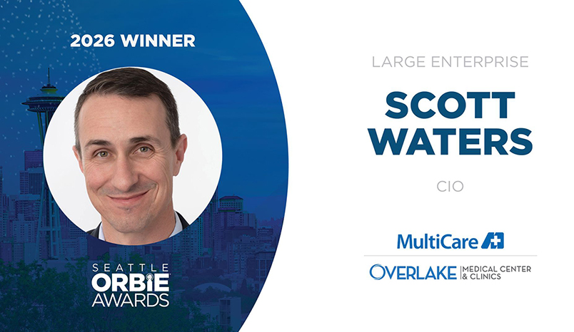 Graphic of Scott Waters, Overlake chief information and technology officer, for ORBIE Awards