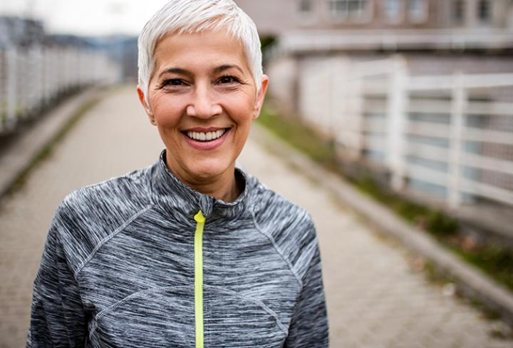 Smiling person on a walk