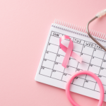 Calendar with breast cancer ribbon.