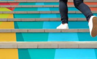 Person climbing stairs