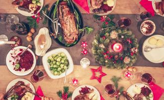 Table with beautiful holiday meal