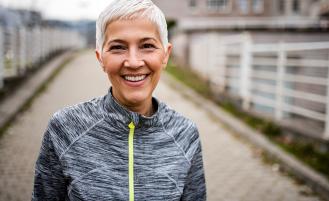 Smiling person on a walk