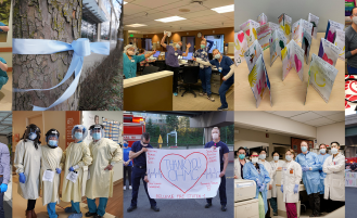 collage of images of healthcare workers wearing PPE