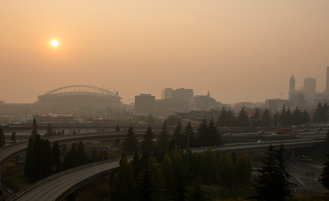 Smoky city view.