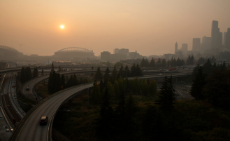 Smoky city view.