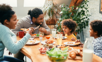 Family at the dinner table.