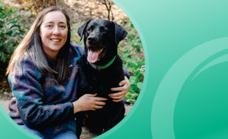 Megan with her dog.