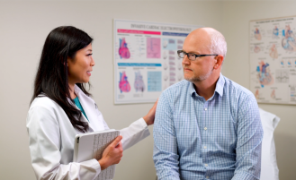 Patient consults with cardiologist.
