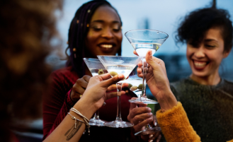 Group of people drinking socially.