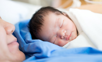 newborn at hospital with mom
