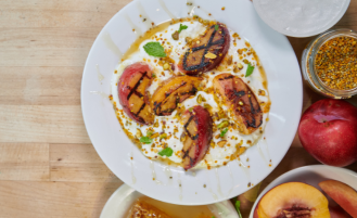 Grilled peaches and Greek yogurt.