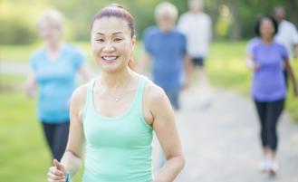 Group of people enjoying a brisk walk