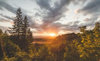 trees-sunset-valley-clouds