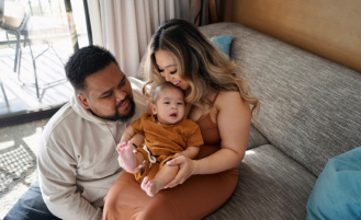 Family portrait with newborn baby.